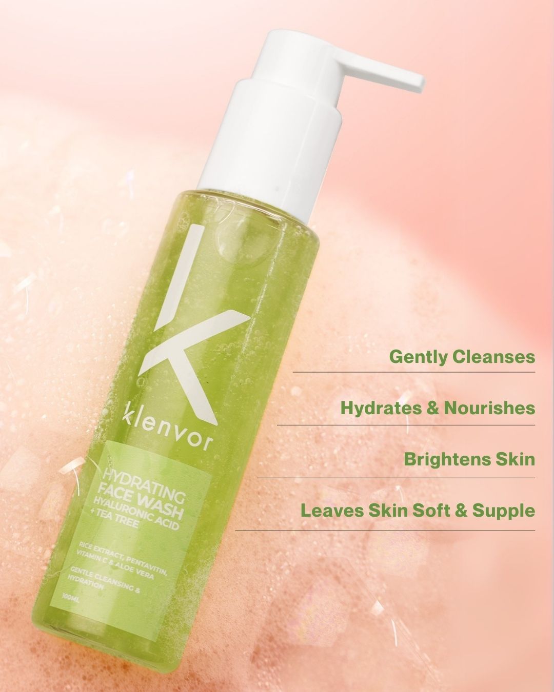 Klenvor Hydrating Face Wash with Hyaluronic Acid + Tea Tree (100ml)