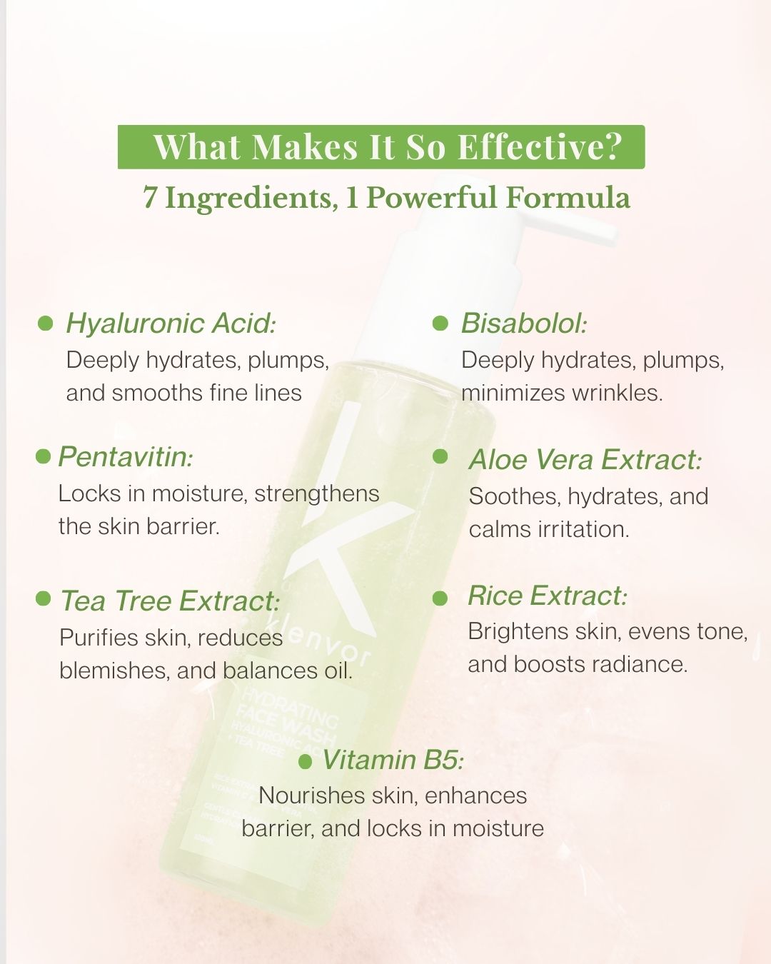Klenvor Hydrating Face Wash with Hyaluronic Acid + Tea Tree (100ml)